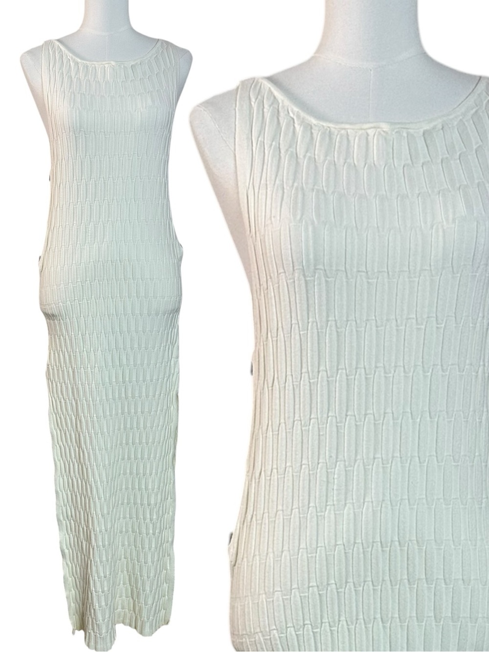Free People Beachy Cut Out Bodycon Lilliana Midi Dress Coconut Milk Small NWT - Picture 6 of 11